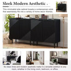 70W Set of 2 Modern Minimalist Sideboard TV Stand TV Console Buffet Cabinet with Geometric Door and Adjustable Shelf-ModernLuxe