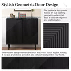 70W Set of 2 Modern Minimalist Sideboard TV Stand TV Console Buffet Cabinet with Geometric Door and Adjustable Shelf-ModernLuxe