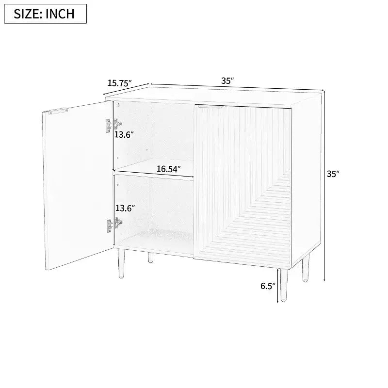 70W Set of 2 Modern Minimalist Sideboard TV Stand TV Console Buffet Cabinet with Geometric Door and Adjustable Shelf-ModernLuxe