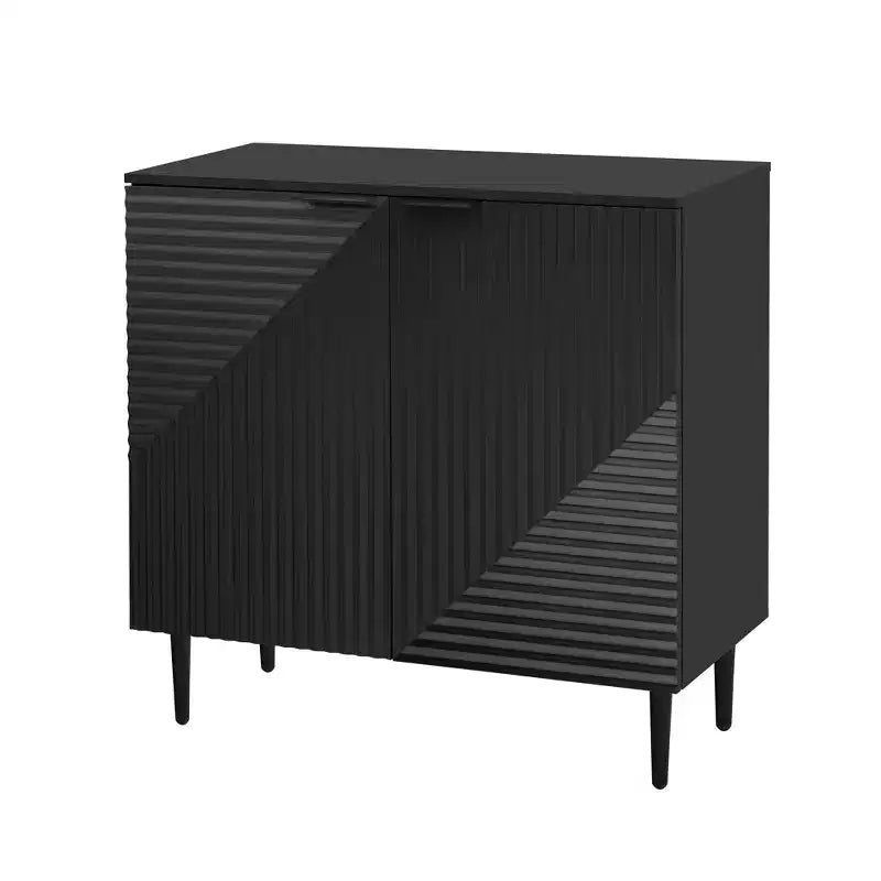 70W Set of 2 Modern Minimalist Sideboard TV Stand TV Console Buffet Cabinet with Geometric Door and Adjustable Shelf-ModernLuxe