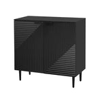 70W Set of 2 Modern Minimalist Sideboard TV Stand TV Console Buffet Cabinet with Geometric Door and Adjustable Shelf-ModernLuxe