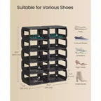 SONGMICS Scarpiera, Organizzatore di Scarpe, 12 Ripiani, Porta Scarpe, Scaffale per Scarpe Stretto, Scaffale Aperto per Ingresso, Soggiorno, Salvaspazio