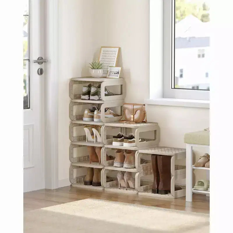 SONGMICS Shoe Rack, Shoe Organizer, 12 Shelves, Shoe Storage, Narrow Shoe Shelf, Open Shelf for Entryway, Living Room, Space-Saving