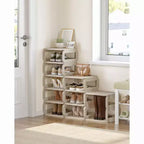 SONGMICS Shoe Rack, Shoe Organizer, 12 Shelves, Shoe Storage, Narrow Shoe Shelf, Open Shelf for Entryway, Living Room, Space-Saving