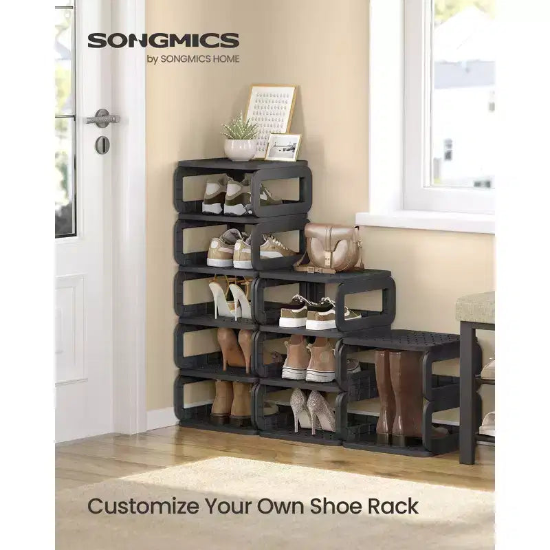 SONGMICS Shoe Rack, Shoe Organizer, 12 Shelves, Shoe Storage, Narrow Shoe Shelf, Open Shelf for Entryway, Living Room, Space-Saving