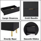 Modern 5 Drawer Dresser for Bedroom with Gold Handle and Large Drawer, Wood Double Chest of Drawers and Storage Organizer