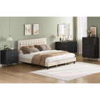 Modern 5 Drawer Dresser for Bedroom with Gold Handle and Large Drawer, Wood Double Chest of Drawers and Storage Organizer