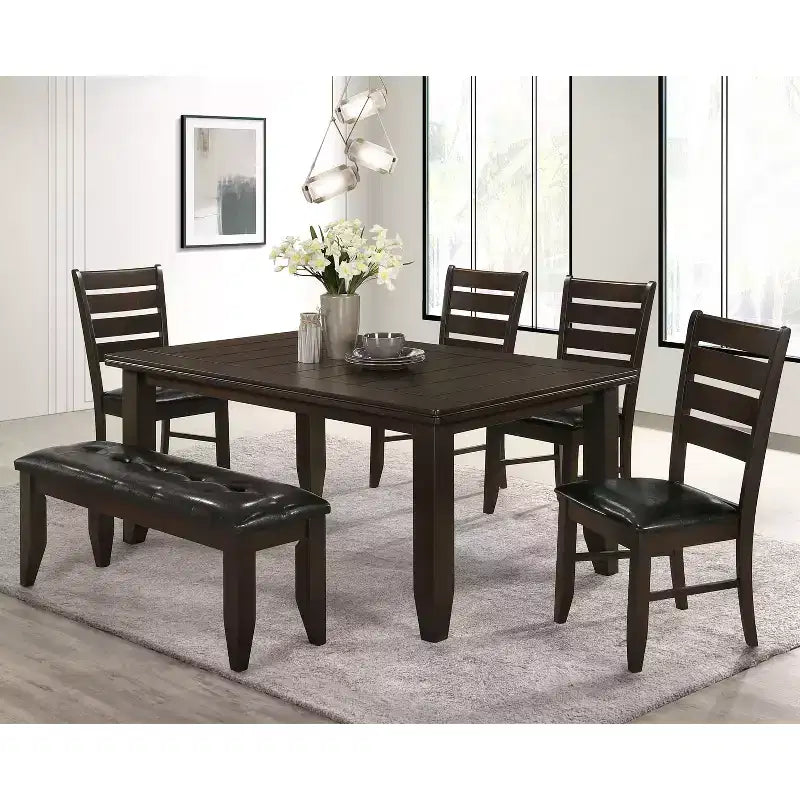 Simple Relax Faux Leather Dining Bench in Cappuccino and Black