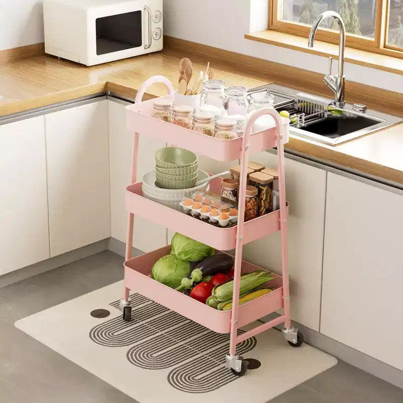 JIONJOY Carrello di servizio a 3 livelli, carrello portaoggetti mobile in metallo premium con ruote bloccabili, organizer definitivo per ogni stanza della casa