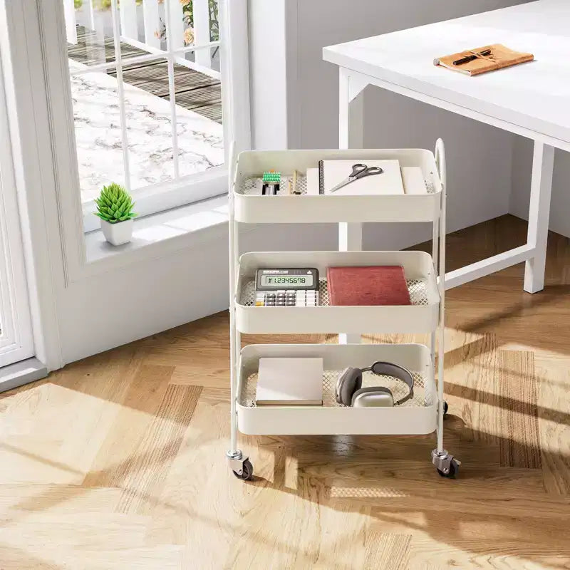 JIONJOY Carrello di servizio a 3 livelli, carrello portaoggetti mobile in metallo premium con ruote bloccabili, organizer definitivo per ogni stanza della casa
