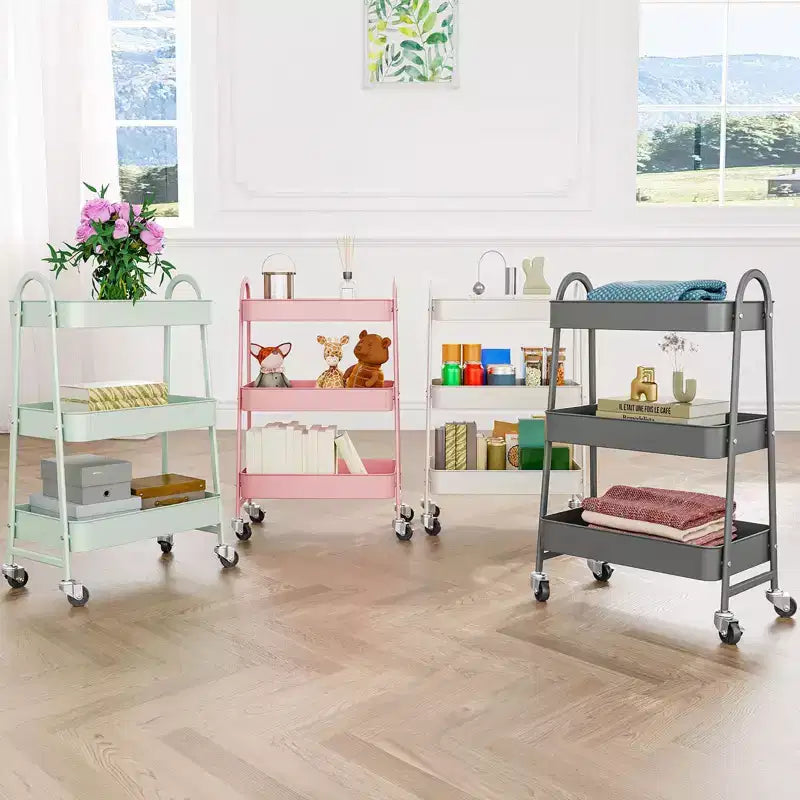 JIONJOY Carrello di servizio a 3 livelli, carrello portaoggetti mobile in metallo premium con ruote bloccabili, organizer definitivo per ogni stanza della casa