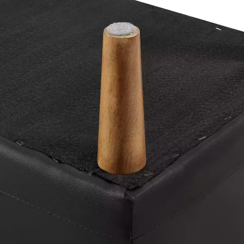 VECELO Modern Soft PU Leather Storage Bench, Ottoman 44 Shoestool with 6.1 Deep Storage Space for Living Room or Bedroom, Easy to Clean, Black