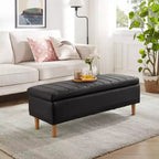 VECELO Modern Soft PU Leather Storage Bench, Ottoman 44 Shoestool with 6.1 Deep Storage Space for Living Room or Bedroom, Easy to Clean, Black