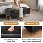 VECELO Modern Soft PU Leather Storage Bench, Ottoman 44 Shoestool with 6.1 Deep Storage Space for Living Room or Bedroom, Easy to Clean, Black