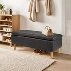 VECELO Modern Soft PU Leather Storage Bench, Ottoman 44 Shoestool with 6.1 Deep Storage Space for Living Room or Bedroom, Easy to Clean, Black