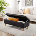 VECELO Modern Soft PU Leather Storage Bench, Ottoman 44 Shoestool with 6.1 Deep Storage Space for Living Room or Bedroom, Easy to Clean, Black