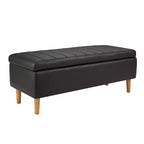 VECELO Modern Soft PU Leather Storage Bench, Ottoman 44 Shoestool with 6.1 Deep Storage Space for Living Room or Bedroom, Easy to Clean, Black