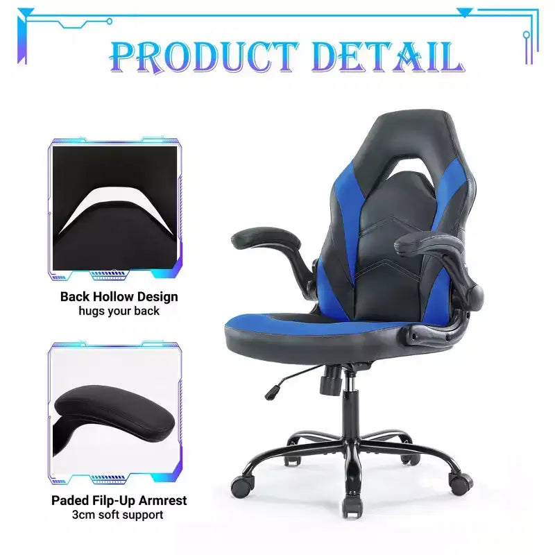 JIONJOY Sedia Gaming Definitiva: Ergonomica, in Pelle PU, Sedia da Ufficio Direzionale con Braccioli Ribaltabili