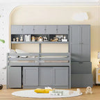 Whisen 108.2L x 42W Modern Design Loft Bed with Wardrobe, Desk, Drawers and Shelves