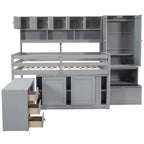Whisen 108.2L x 42W Modern Design Loft Bed with Wardrobe, Desk, Drawers and Shelves