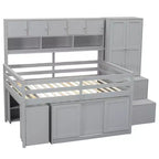 Whisen 108.2L x 42W Modern Design Loft Bed with Wardrobe, Desk, Drawers and Shelves