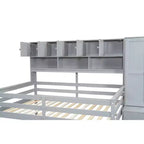 Whisen 108.2L x 42W Modern Design Loft Bed with Wardrobe, Desk, Drawers and Shelves