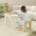 Costway Kids Desk and Chair Set Wooded Toddler Table and Chair Set with Proper Height Natural/White