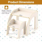 Costway Kids Desk and Chair Set Wooded Toddler Table and Chair Set with Proper Height Natural/White