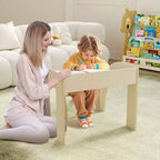 Costway Kids Desk and Chair Set Wooded Toddler Table and Chair Set with Proper Height Natural/White
