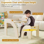 Costway Kids Desk and Chair Set Wooded Toddler Table and Chair Set with Proper Height Natural/White