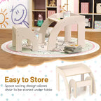 Costway Kids Desk and Chair Set Wooded Toddler Table and Chair Set with Proper Height Natural/White