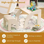 Costway Kids Desk and Chair Set Wooded Toddler Table and Chair Set with Proper Height Natural/White