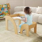 Costway Kids Desk and Chair Set Wooded Toddler Table and Chair Set with Proper Height Natural/White