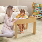 Costway Kids Desk and Chair Set Wooded Toddler Table and Chair Set with Proper Height Natural/White