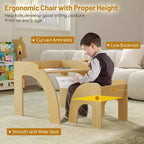 Costway Kids Desk and Chair Set Wooded Toddler Table and Chair Set with Proper Height Natural/White