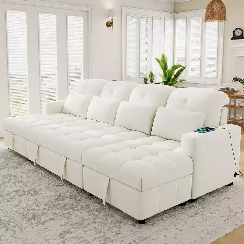 Whisen 110 Divano moderno a U di grandi dimensioni, divano sezionale versatile con chaise longue e porte USB