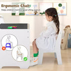 Costway Tavolo e Sedia per Bambini 3 in 1 in Legno con Piano Rimovibile, Contenitore Nascosto, Carta