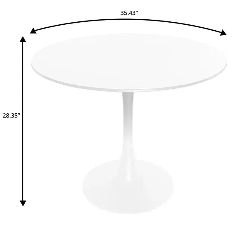 LeisureMod Bristol Set Sala da Pranzo 5 Pezzi Tavolo Rotondo, 4 Sedie da Pranzo in Plastica Gambe Bianche