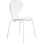 LeisureMod Bristol Set Sala da Pranzo 5 Pezzi Tavolo Rotondo, 4 Sedie da Pranzo in Plastica Gambe Bianche