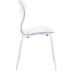 LeisureMod Bristol Set Sala da Pranzo 5 Pezzi Tavolo Rotondo, 4 Sedie da Pranzo in Plastica Gambe Bianche