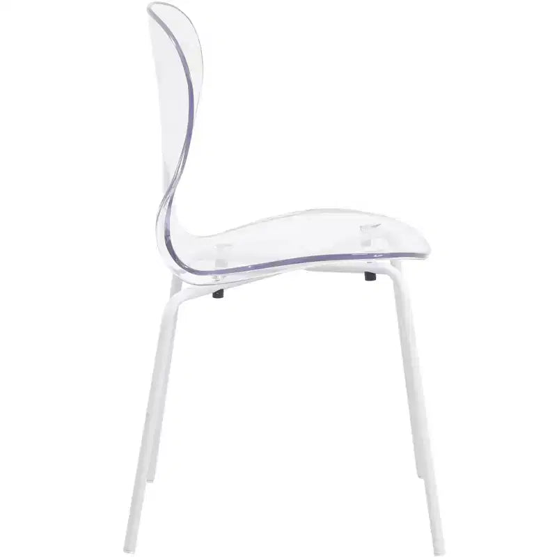 LeisureMod Bristol Set Sala da Pranzo 5 Pezzi Tavolo Rotondo, 4 Sedie da Pranzo in Plastica Gambe Bianche