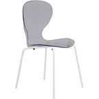 LeisureMod Bristol Set Sala da Pranzo 5 Pezzi Tavolo Rotondo, 4 Sedie da Pranzo in Plastica Gambe Bianche