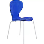LeisureMod Bristol Set Sala da Pranzo 5 Pezzi Tavolo Rotondo, 4 Sedie da Pranzo in Plastica Gambe Bianche