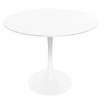 LeisureMod Bristol Set Sala da Pranzo 5 Pezzi Tavolo Rotondo, 4 Sedie da Pranzo in Plastica Gambe Bianche