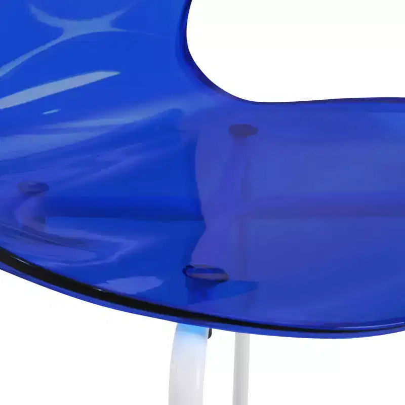 LeisureMod Bristol Set Sala da Pranzo 5 Pezzi Tavolo Rotondo, 4 Sedie da Pranzo in Plastica Gambe Bianche