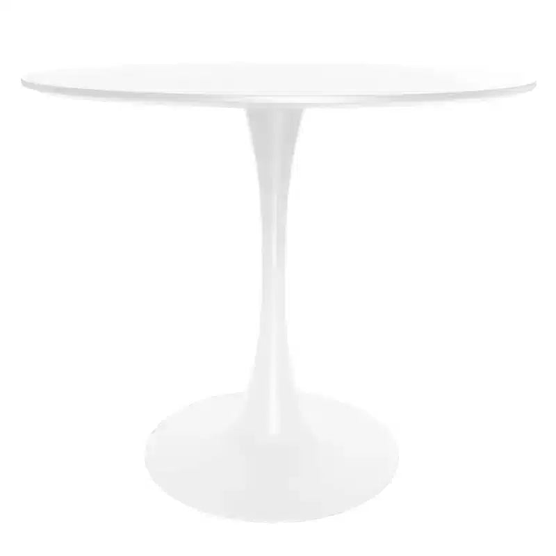 LeisureMod Bristol Set Sala da Pranzo 5 Pezzi Tavolo Rotondo, 4 Sedie da Pranzo in Plastica Gambe Bianche