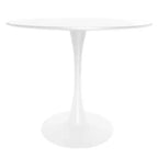 LeisureMod Bristol Set Sala da Pranzo 5 Pezzi Tavolo Rotondo, 4 Sedie da Pranzo in Plastica Gambe Bianche