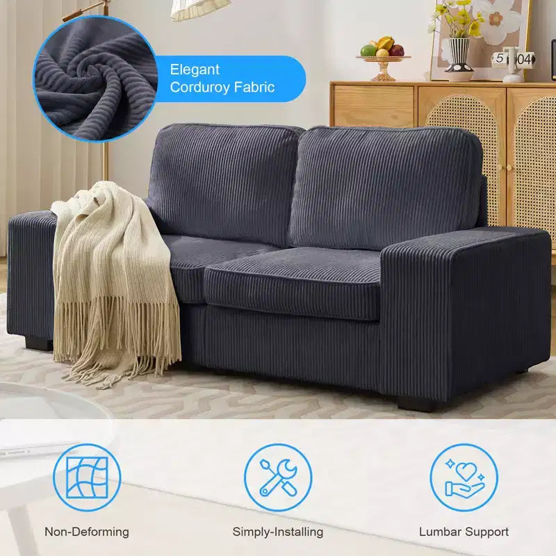 Mjkone 71 Loveseat Sofa Couch, Corduroy Couch for Small Spaces