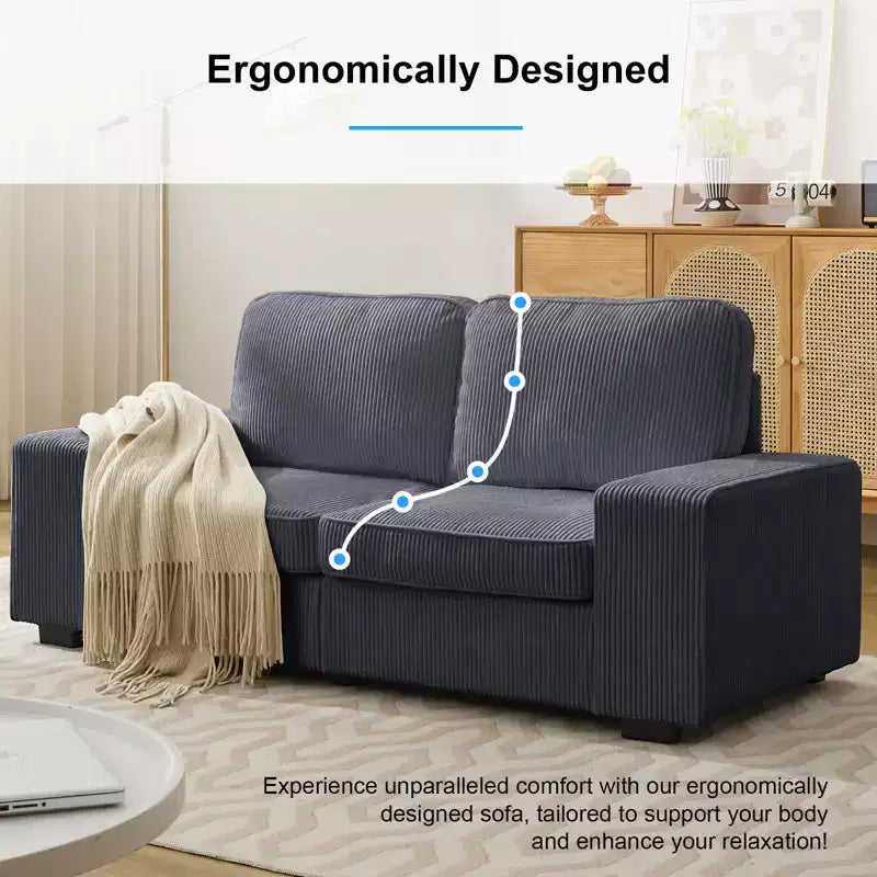Mjkone 71 Loveseat Sofa Couch, Corduroy Couch for Small Spaces