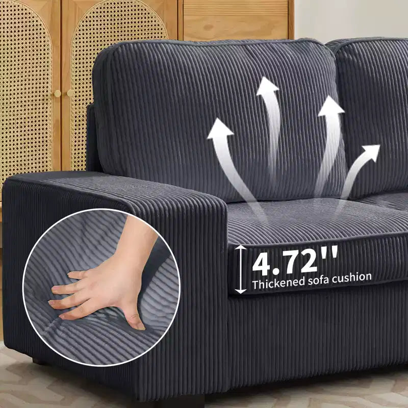 Mjkone 71 Loveseat Sofa Couch, Corduroy Couch for Small Spaces